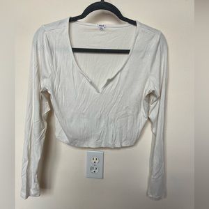 Garage cropped white long sleeve